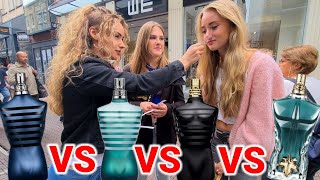 Women React to Jean Paul Gaultier Le Male Le Male Le Parfum Ultra Male amp Le Beau 💥 Street Battle [upl. by Akihsat33]