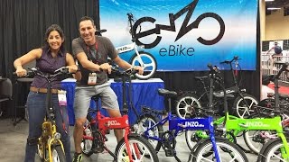 2017 Enzo Folding Ebikes at Interbike Gates Belt Drive Mag Wheels MidDrive Folding Hydraulic [upl. by Mazel258]