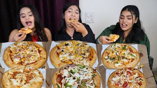 6X Pizza Eating Challenge  Corn Pizza Schezwan Pizza Cheese amp Corn Pizza etc Food Challenge [upl. by Akayas611]