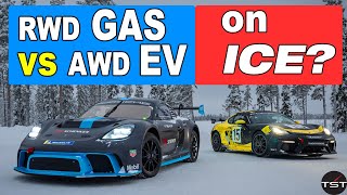 Driving Porsches 1000HP Electric Cayman GT4 EPerformance ON ICE  TheSmokingTire [upl. by Arted97]