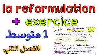 la reformulation 1AM درس إعادة الصياغة فرنسية أولى متوسط الفصل الثاني [upl. by Aneerak]