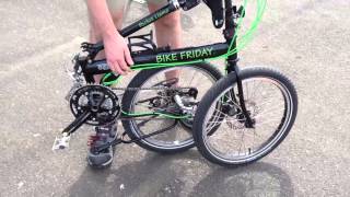 Folding and unfolding Bike Friday to keep on chain [upl. by Nnylyaj918]