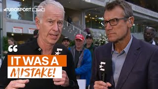 Tim Henman and John McEnroe clash over Wimbledon ban on Russian and Belarusian players  Eurosport [upl. by Darmit]