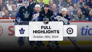 Maple Leafs at Jets  October 28 2024  NHL Full Game Highlights [upl. by Lennod]