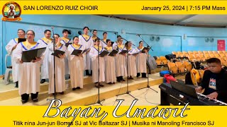 BAYAN UMAWIT  WITH LYRICS San Lorenzo Ruiz Choir  Qatar [upl. by Eessej616]