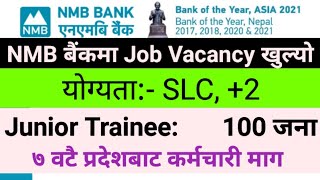 NMB Bank Vacancy 2081 NMB Laghubitta Vacancy 2081 [upl. by Eittam120]