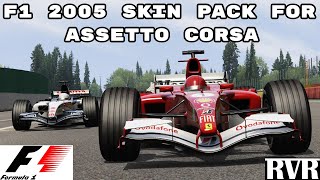 Assetto Corsa F1 2005 Skin Pack Mod  VRC R25 At Spa [upl. by Elleiram]