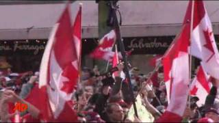 Raw Video Fans Celebrate Canadas Hockey Gold [upl. by Hyams]