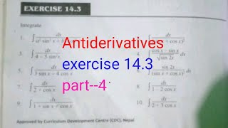 NEB class12 Antiderivatives exercise 143 part 4 [upl. by Sirapal]