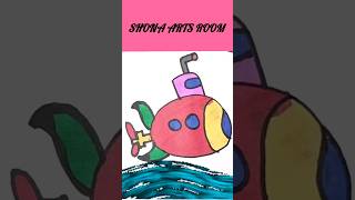 How to draw a submarine Easy draw drawing doodleart [upl. by Rubin]