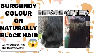 Burgundy Colour On Naturally Black Hair😉😱youtubevideonewvideohaircolor naturalhairviralvideo [upl. by Uohk]