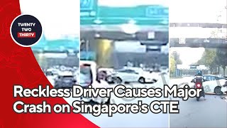 Outrageous Road Rage Reckless Driver Causes Major Crash on Singapores CTE—Caught on Camera [upl. by Aicener522]