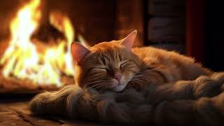 Cozy Purring Cat ASMR  Peaceful Evening Fireplace and Gentle Purr [upl. by Nnaitsirk408]