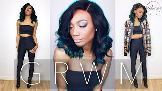 GREEN Ombré Hair  GET READY WITH ME • HAIR MakeUp amp OUTFIT [upl. by Estrin]