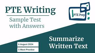 PTE Writing Practice Free 6 Aug 2024  Summarize Written Text  Sample Test with Answers pte [upl. by Chud]