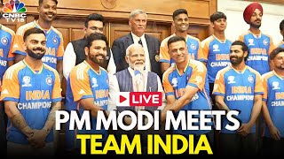 LIVE PM Modi Meets Team India and Interacts with Rohit Kohli Dravid  T20 World Champion  N18L [upl. by Bolme]