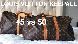 Louis Vuitton Keepall comparison 45 vs 50  LVkeepall [upl. by Ilwain]