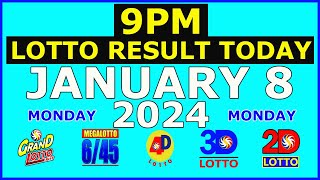 9pm Lotto Result Today January 8 2024 Monday [upl. by Cannon211]