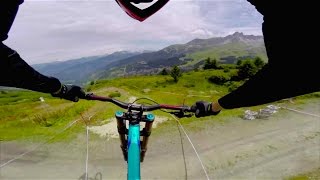 Downhill Mountain Bike POV Course Preview at Méribel 2014 [upl. by Leiruh]