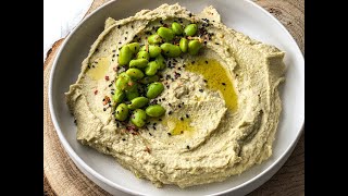 HUMMUS casero de EDAMAMES Hummus sin Tahini SABOREANDA [upl. by Hedberg741]