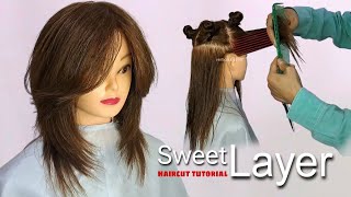 LAYERED HAIRCUT tutorial easy sweet layerTREND [upl. by Yup]