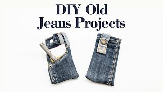 Recycled Denim Craft Ideas  DIY Old Jeans Projects  No1 Phone Case [upl. by Anwahsed464]