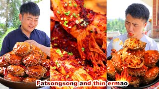 mukbang  Ermao Challenge Spicy Squid  Bread crab  Chinese food  songsong and ermao [upl. by Preston]