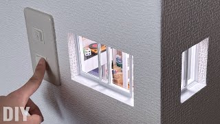 部屋の角にこびと用の家を作ってみた【ミニチュア】How to make a miniature corner room in the wall [upl. by Pratte753]