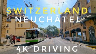 Exploring Neuchâtel Sunny Autumn Drive through the Old Town in 4K  Driving POV [upl. by Inalaeham]