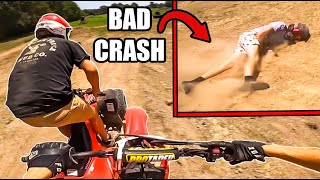 I RAN GARRET OVER FourWheeler VS Dirt Bike [upl. by Rednijar80]