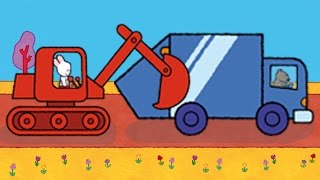 Didou dessinemoi une Pelleteuse un Camion Poubelle et Hydroglisseur  Dessin animé pour enfants [upl. by Zebe]