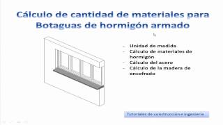 9 Calculo de materiales de construcción para botaguas de hormigón armado  Metrados TCICH9 [upl. by Arbmahs]