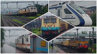 Railfanning Compilation  8 in 1 Monsoon Trains in Central Railway  Deccan QueenRajdhani etc [upl. by Nabe985]