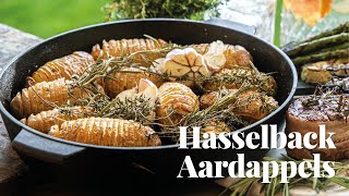 Hasselback potatoes  Hasselback aardappelen Recept op je Big Green Egg [upl. by Aicirt]