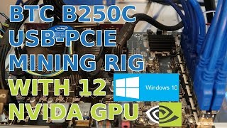 12 NVidia GPU  Windows 10  BTC B250C USBPCIE Mining Rig Test amp Set up GTX1070ti GTX1080ti Titan [upl. by Cerelly]