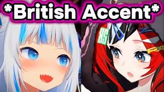 Gura Meets Bae and Starts Speaking with a British Accent【 Hololive 】 [upl. by Jacobo]