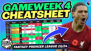 FPL GAMEWEEK 4 CHEATSHEET amp Transfer Tips  Fantasy Premier League 202324 [upl. by Ortrud531]