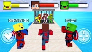 JJ vs MIkey vs Banana Kid SpiderMan SuperHero Family Battle  Maizen Minecraft Animation [upl. by Rimma]