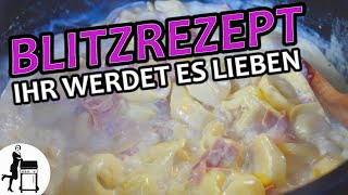 Tortellini Rezept mit cremiger SchinkenSahneSoße [upl. by Oinotnaesoj322]