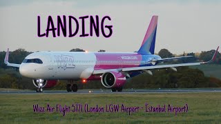 Wizz Air Flight 5771 London LGW Airport  İstanbul Airport Landing 18122023 [upl. by Eidnahs]