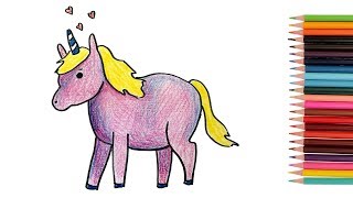 Como Dibujar y Colorear un Unicornio dibujos para niños  Aprende Colores [upl. by Atiuqehc]