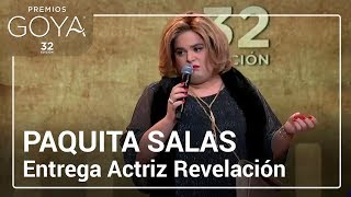 Paquita Salas entrega el Goya a Actriz Revelación  Goya2018 [upl. by Ziwot885]