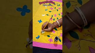 Bougainvillea painting on saree  fabric painting ideas bougainvillea sareepainting shorts [upl. by Aiciruam]