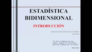 Estadística bidimensional Introducción Vídeo 1 de 3 [upl. by Mcnelly]