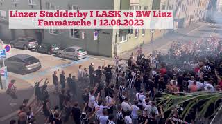 Linzer Derby 12 August 2023 Fanmärsche auf die Gugl [upl. by Nahsor]