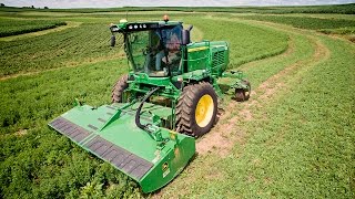 Mowing Hay  Learning to use the John Deere W260 Windrower  Sloan Implement [upl. by Aliahs828]