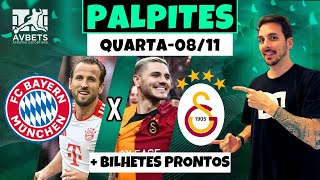 PALPITES E APOSTAS DE FUTEBOL PARA HOJE 08 11 2023  BILHETE PRONTO QUARTAFEIRA [upl. by Anaitak]