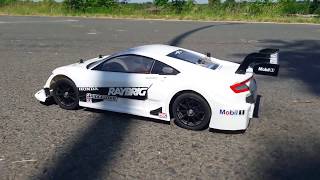 Tamiya Honda NSX Raybrig Concept GT TT02 racing on a closed road [upl. by Ellenaej]