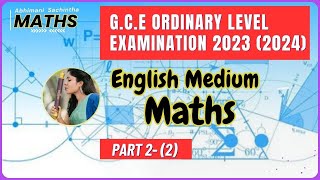 20232024 OL Maths Paper English Medium Answers 02 Abhimani Sachintha English Medium Maths [upl. by Benton188]