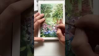 Aquarelle paysage facile  peindre une forêt à l’aquarelle 🌳 avec le fluide de masquage [upl. by Chien]